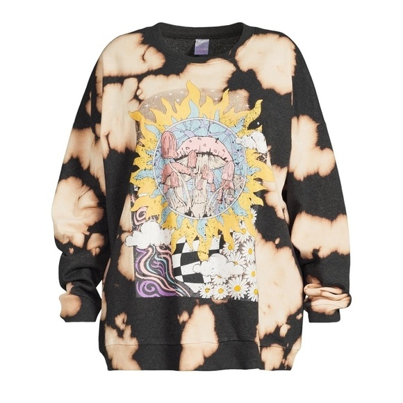 NWT NOBO Junior’s Lightweight Long Sleeve Sun/ Mushroom Graphic Sweatshirt - Picture 4 of 13